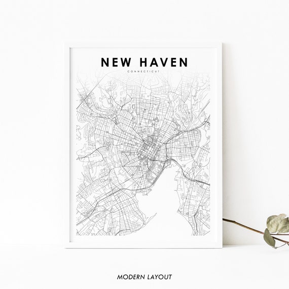 Connecticut USA Map Art Print, Yale City Street