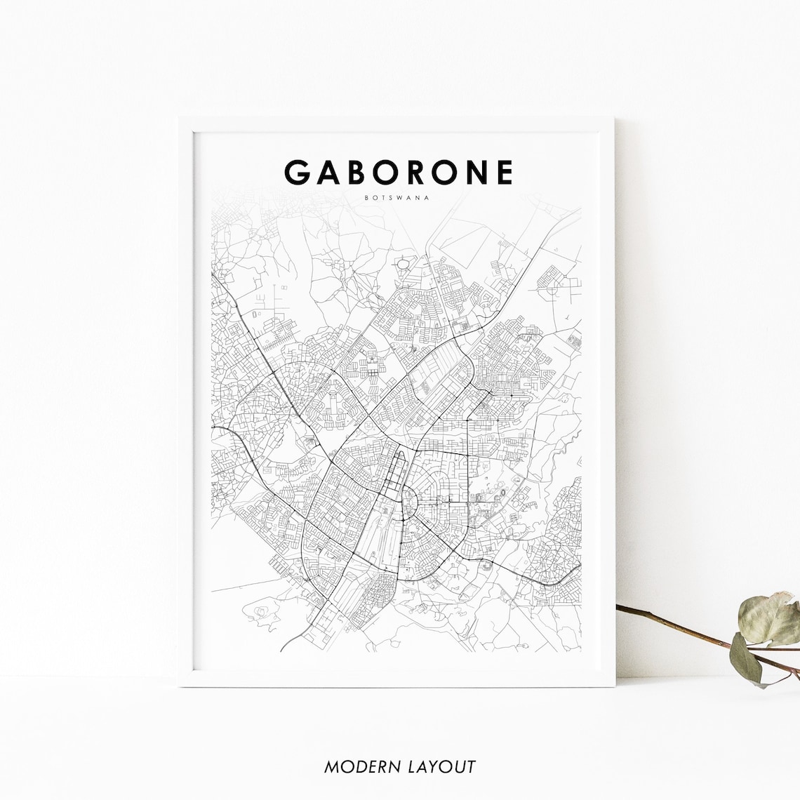 Gaborone Botswana Map Art Print, Africa City Map
