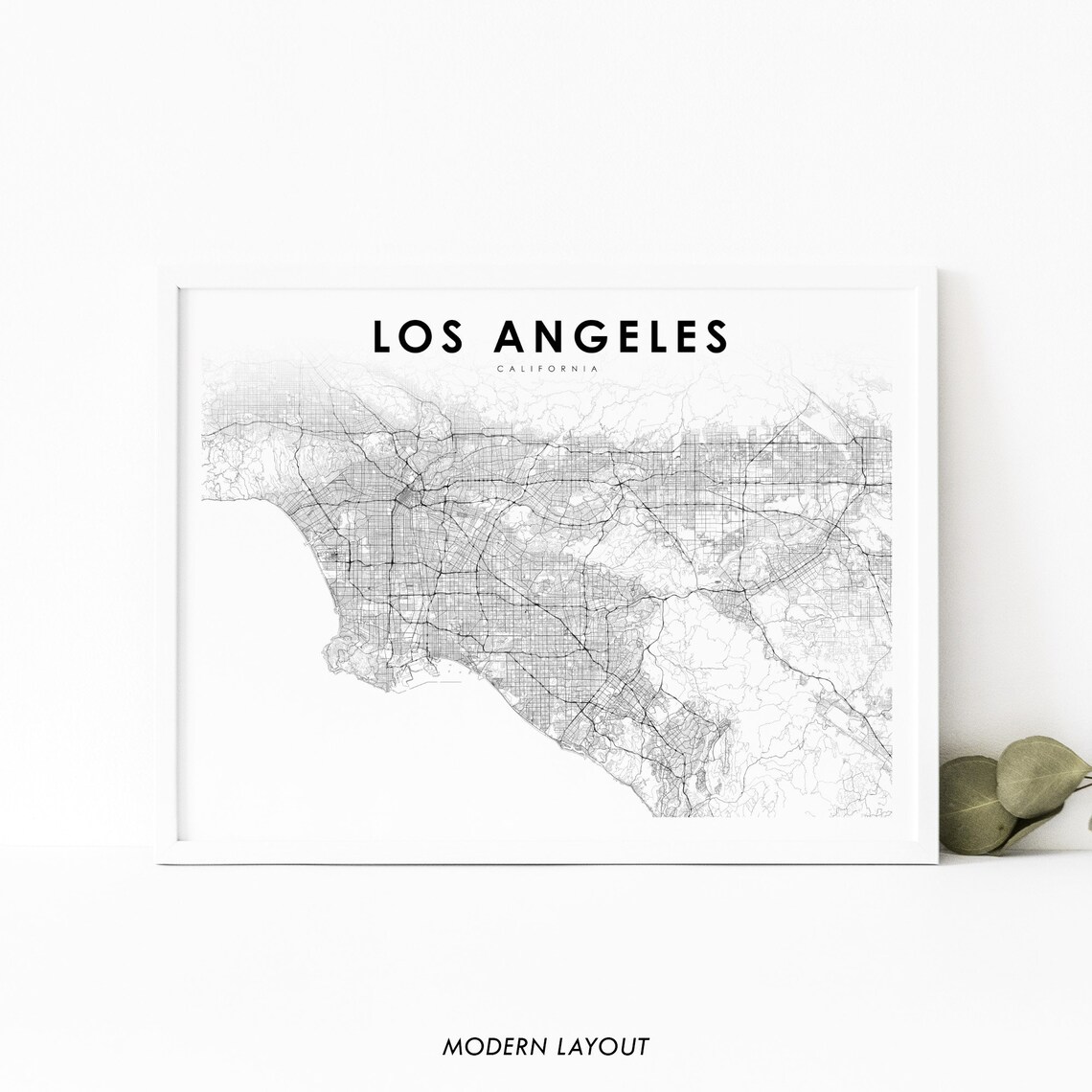 Los Angeles California Minimalist City Street Map Travel Gift Poster