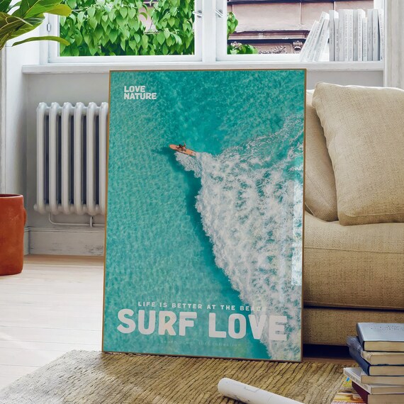 Aerial Surf Poster Surf Love Movie Poster And Magazine Cover Style Print Surf Wall Art Surfer Posters Aesthetic Surfer Gift Surfing Photo