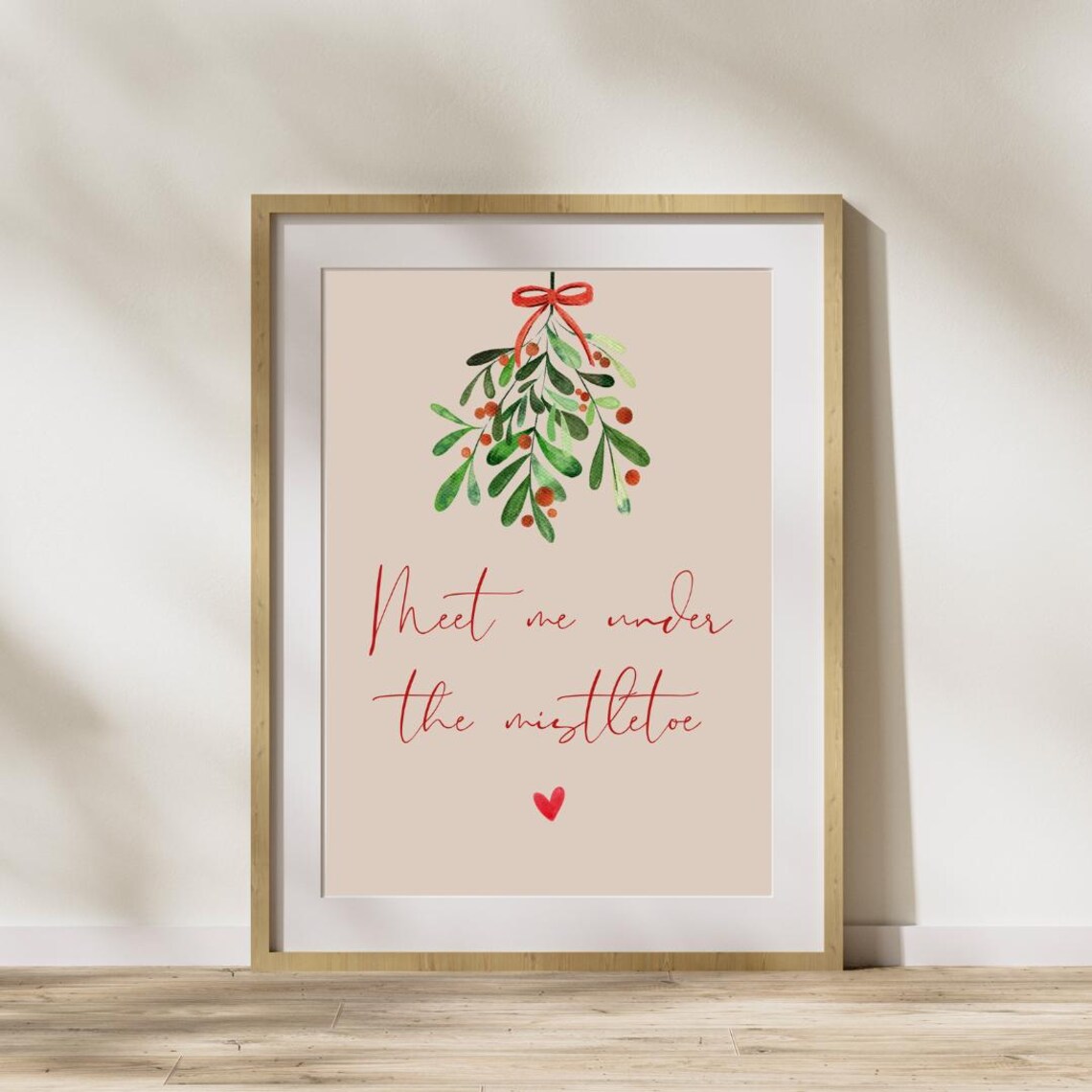 Meet Me Under the Mistletoe Watercolor Christmas Quote Poster - Image 3
