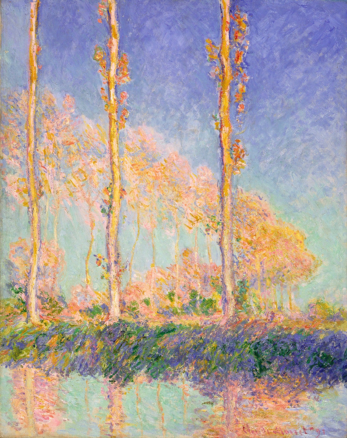Claude Monet Poplars 1891 Golden Autumn Trees Reflection Wall Art - Image 2