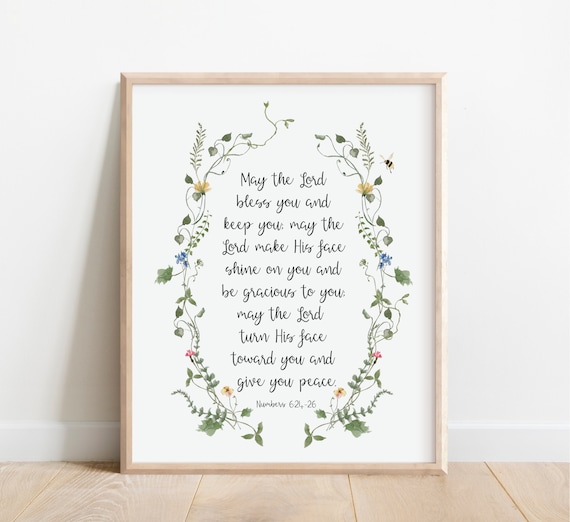 Numbers 6:24-26 May The Lord Bless You Floral Scripture Poster