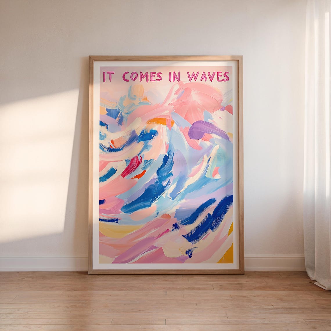 Abstract Ocean Art Print Pastel Brushstrokes Calming Sea