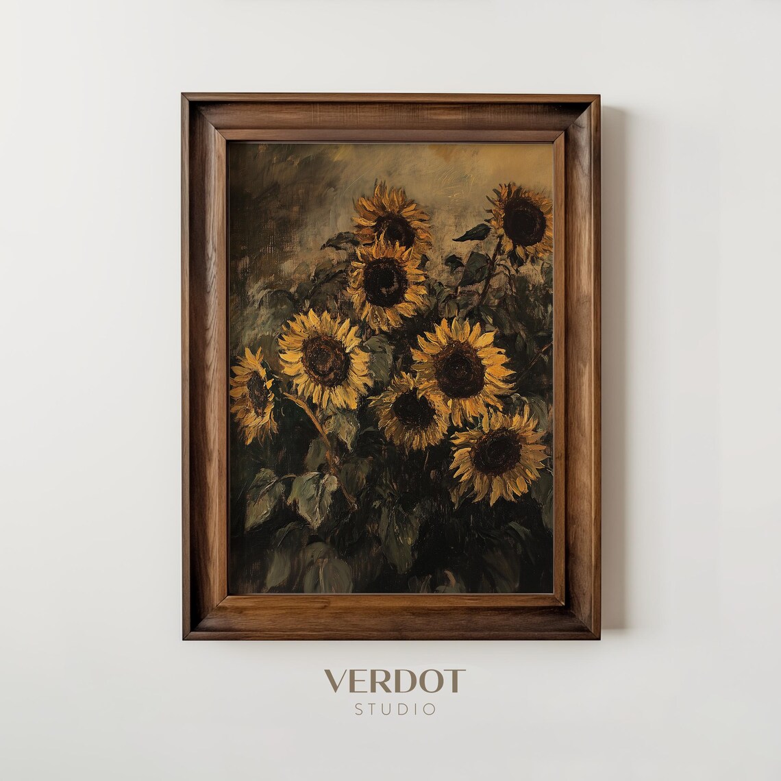 Vintage Sunflower Print, Moody Autumn Floral Art - Image 2