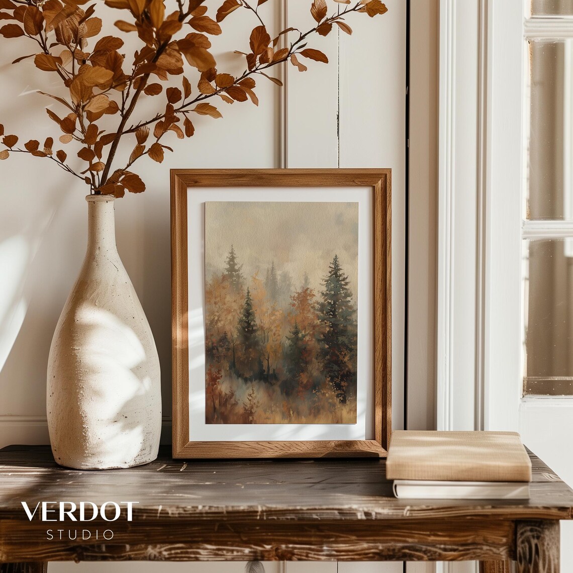 Fall Forest Art Print, Rustic Autumn Landscape - Image 4