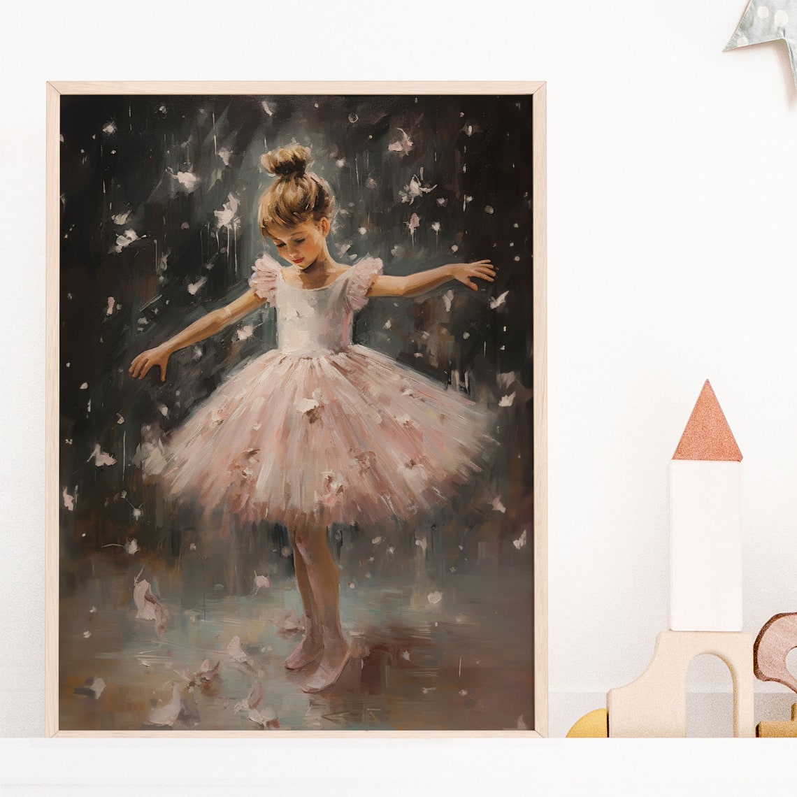 Ballet Nursery Art Painting Girls Room Ballerina Nursery Pink Dcor Gift For Girl Dancer Dreamy Pink Black Vintage Print Nb1 - Image 2