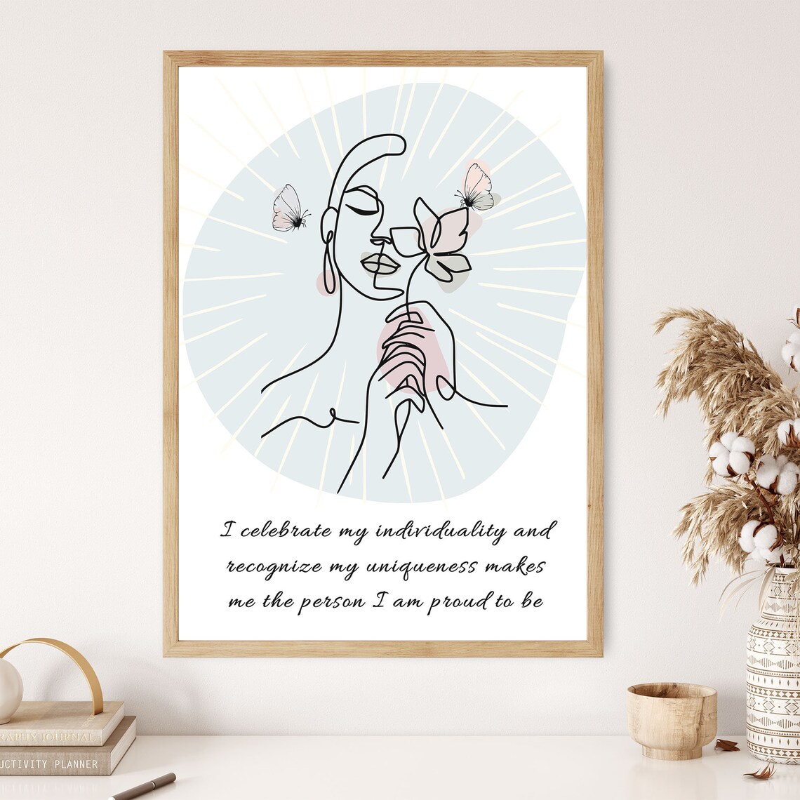 Celebrate Individuality Self Love Boho Line Art Woman Wall Print - Image 7