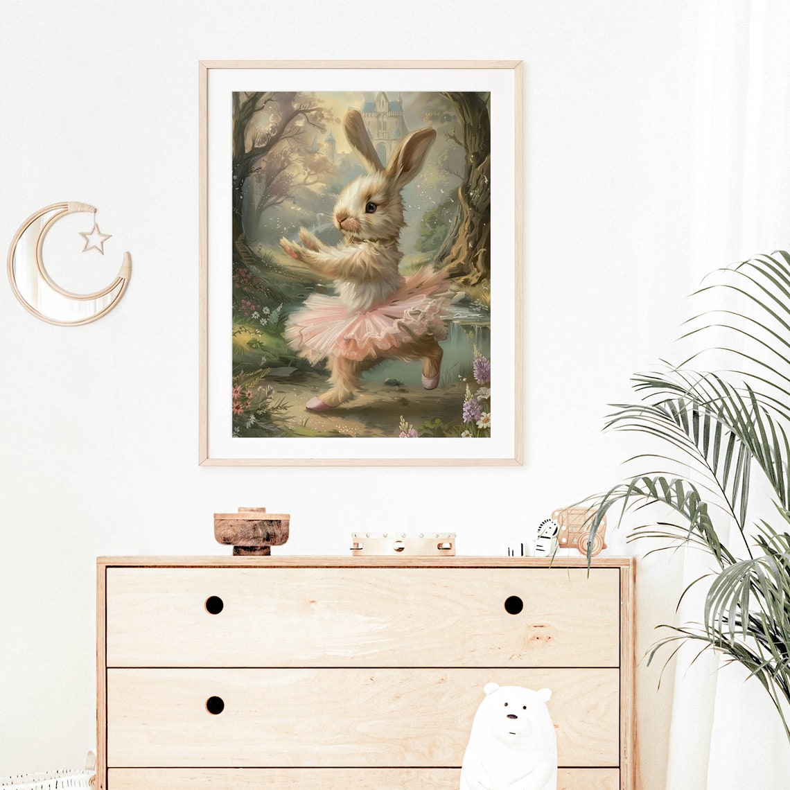Bunny Ballerina Pink Tutu Enchanted Forest Castle Fairytale Poster - Image 4