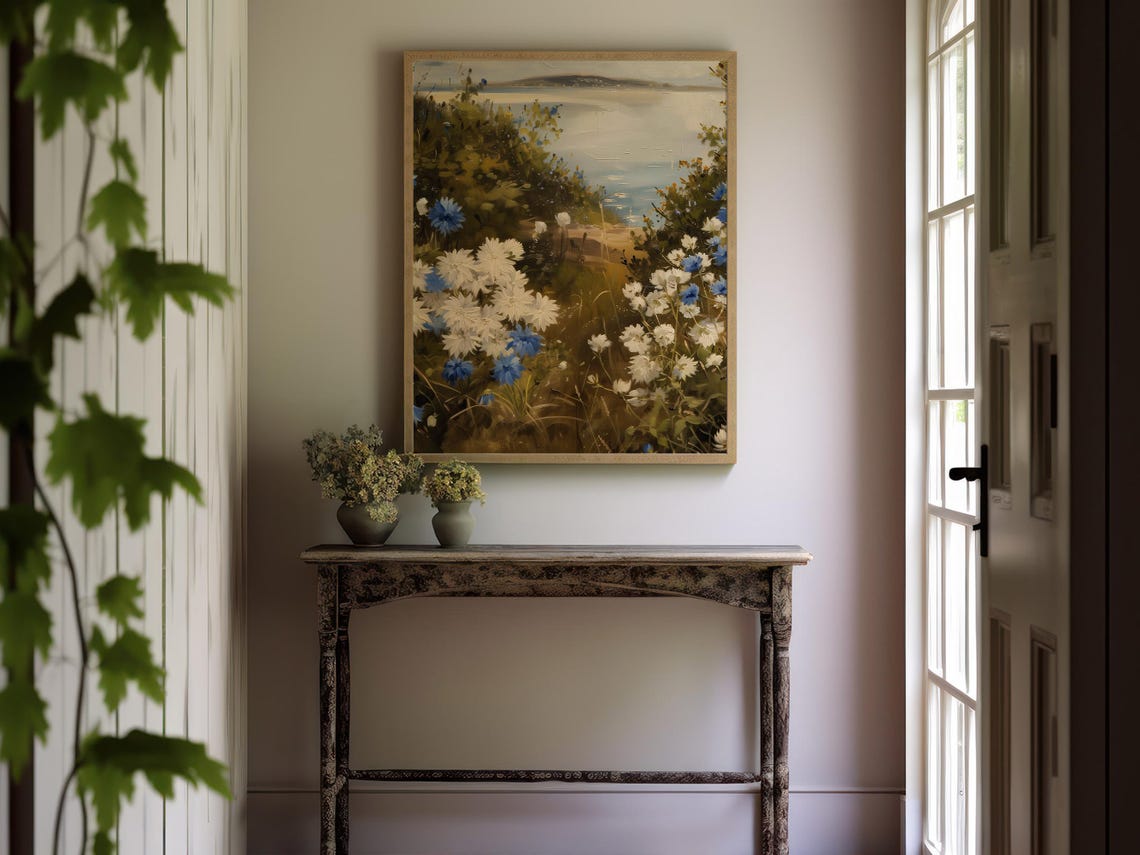 Coastal Wildflower Field by the Sea Impressionist Art Poster - Image 6