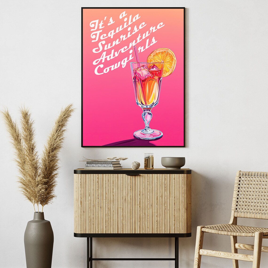 Tequila Sunrise Adventure Cowgirls Cocktail Retro Art Poster - Image 5