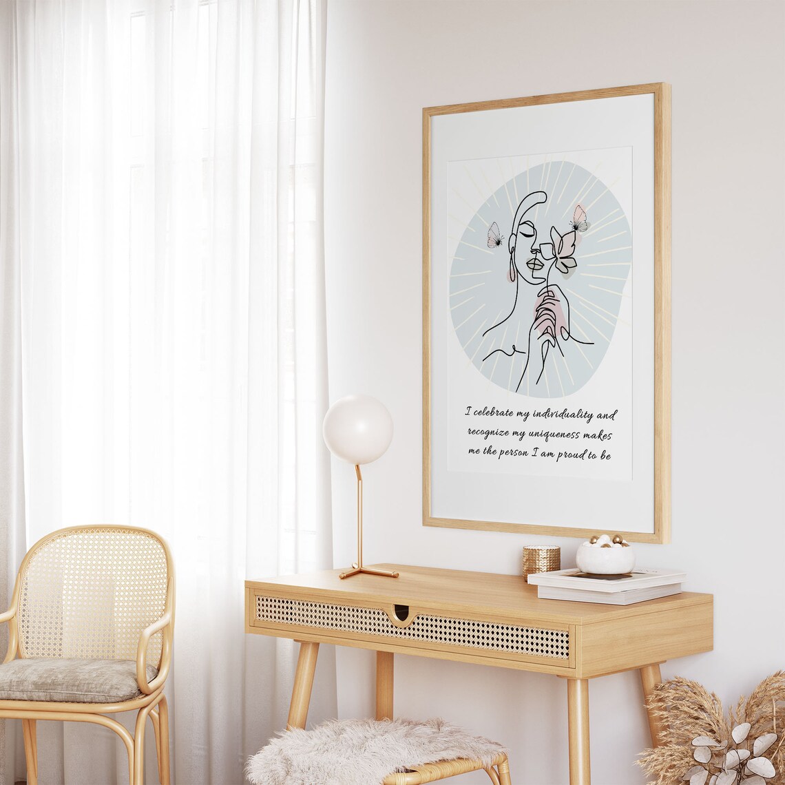 Celebrate Individuality Self Love Boho Line Art Woman Wall Print - Image 2
