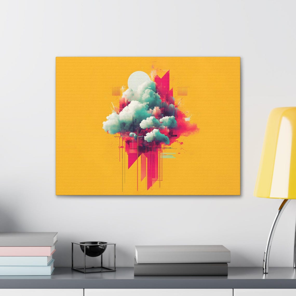 Golden Yellow Abstract Cloud Collage Geometric Modern Wall Poster - Image 2