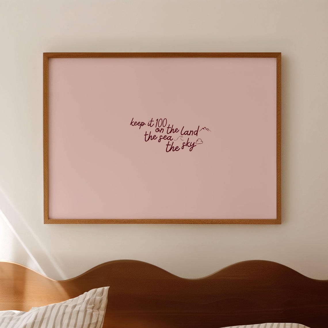 Keep It 100 Lyric Quote Pink Minimalist Script Wall Decor Poster