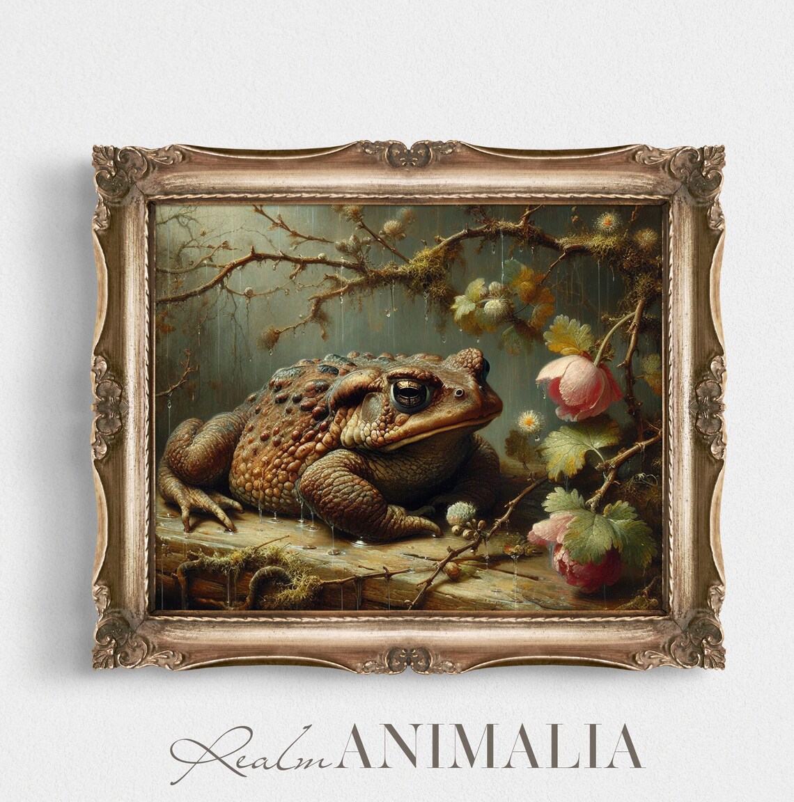 Toad In Rain Vintage Cottagecore Art Print - Image 4