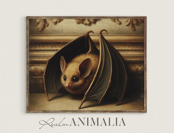 Bat Art Print Halloween Wall Art Gothic Home Decor Dark Academia Prints Moody Victorian Art Painting Bt011