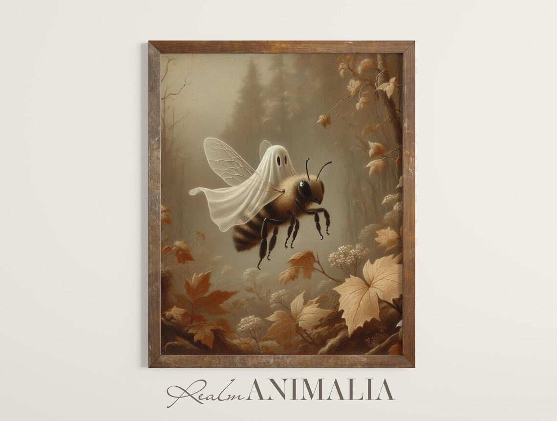 Little Ghost Riding on Honey Bee Art Print
