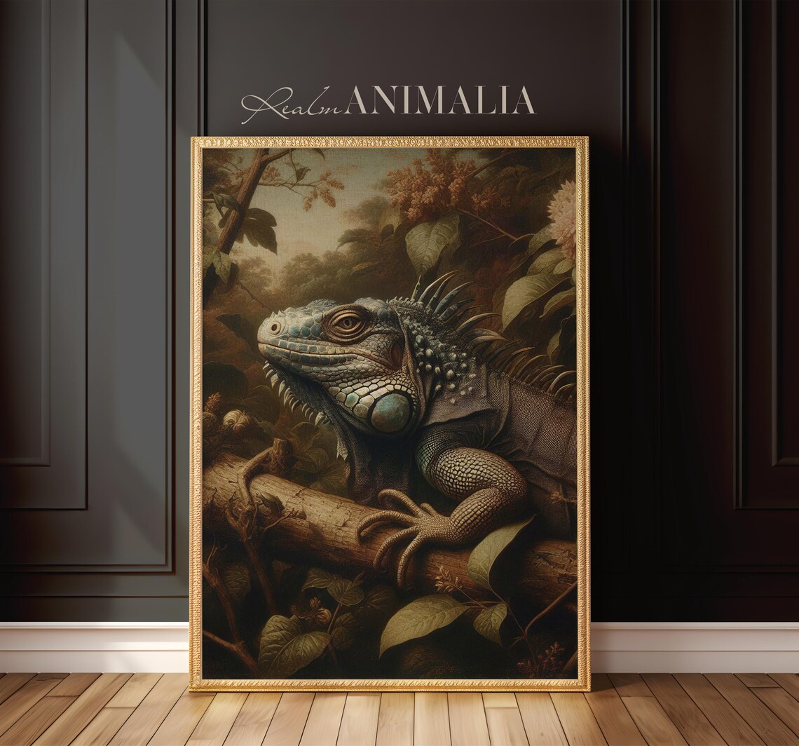 Iguana Vintage Reptile Botanical Wildlife Art Print - Image 3
