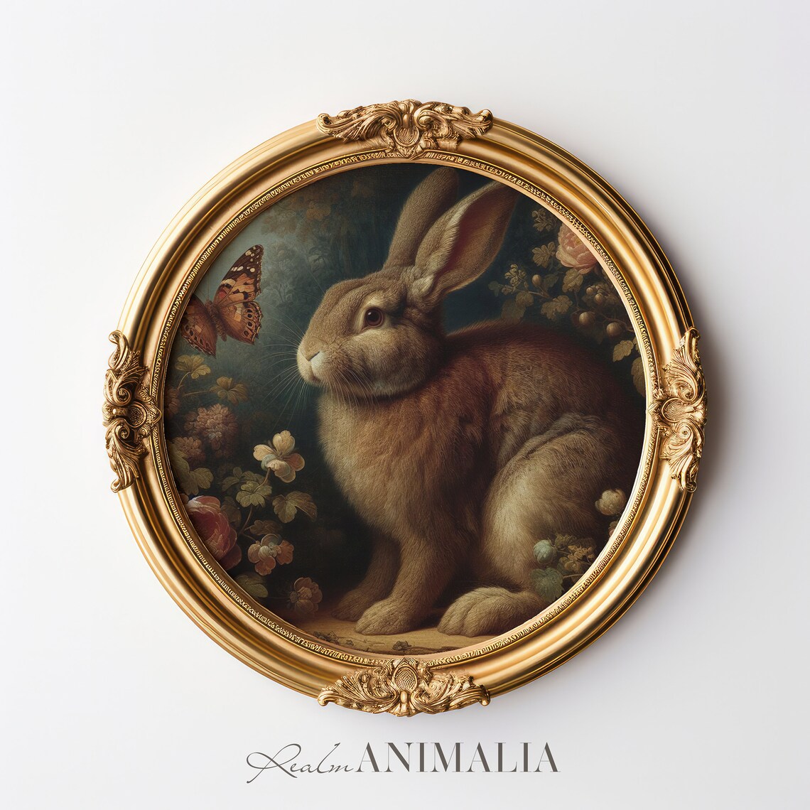 Vintage Rabbit and Butterfly, Antique Spring Art Print - Image 3