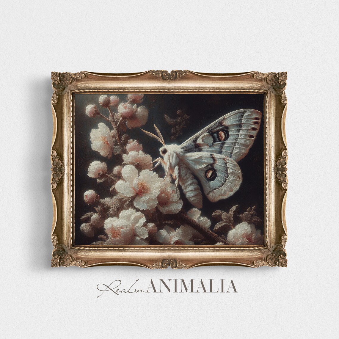 White Moth Print, Moody Vintage Insect Wall Art - Image 4