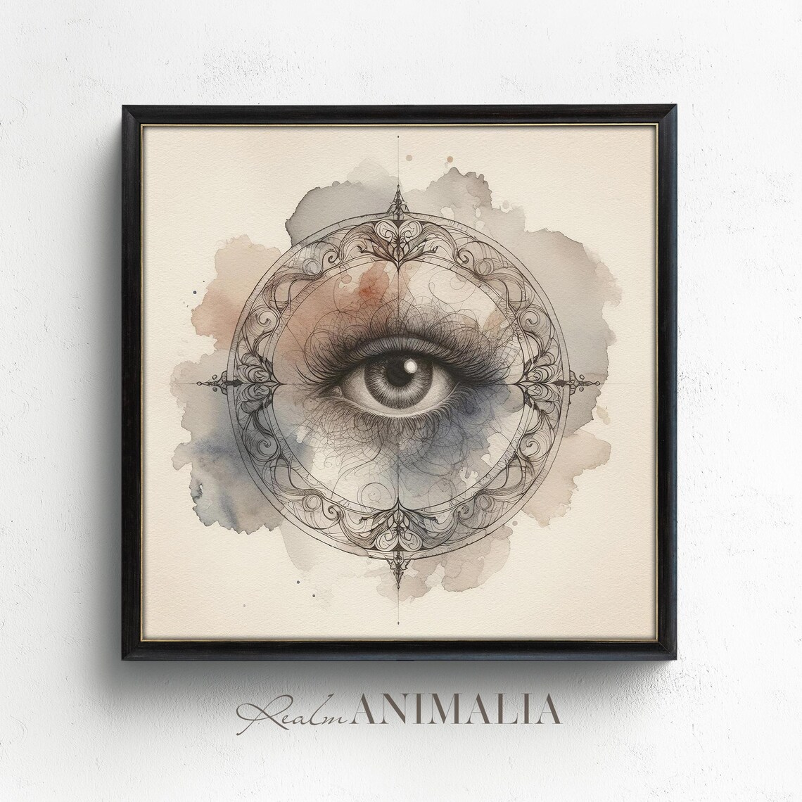 Lovers Eye Painting With Watercolor Wash In Filigree Circle Poster - Image 4