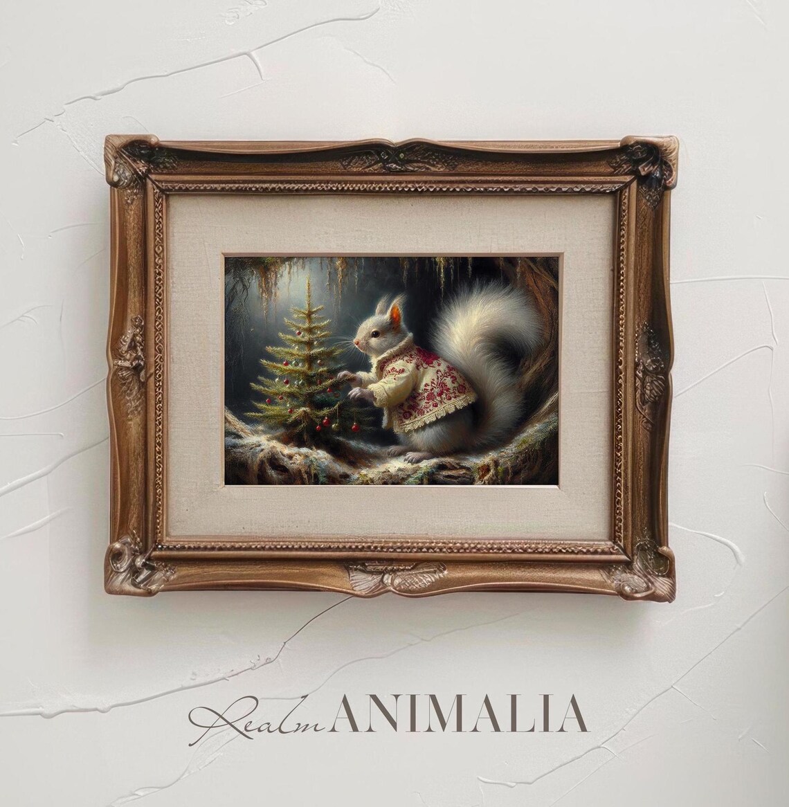 Christmas Squirrel Painting, Whimsical Holiday Art Print - Image 3