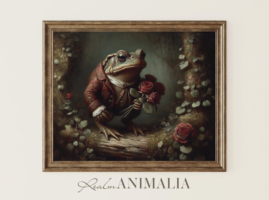 Storybook Toad Gentleman With Red Roses Romantic Forest Poster - Image 2