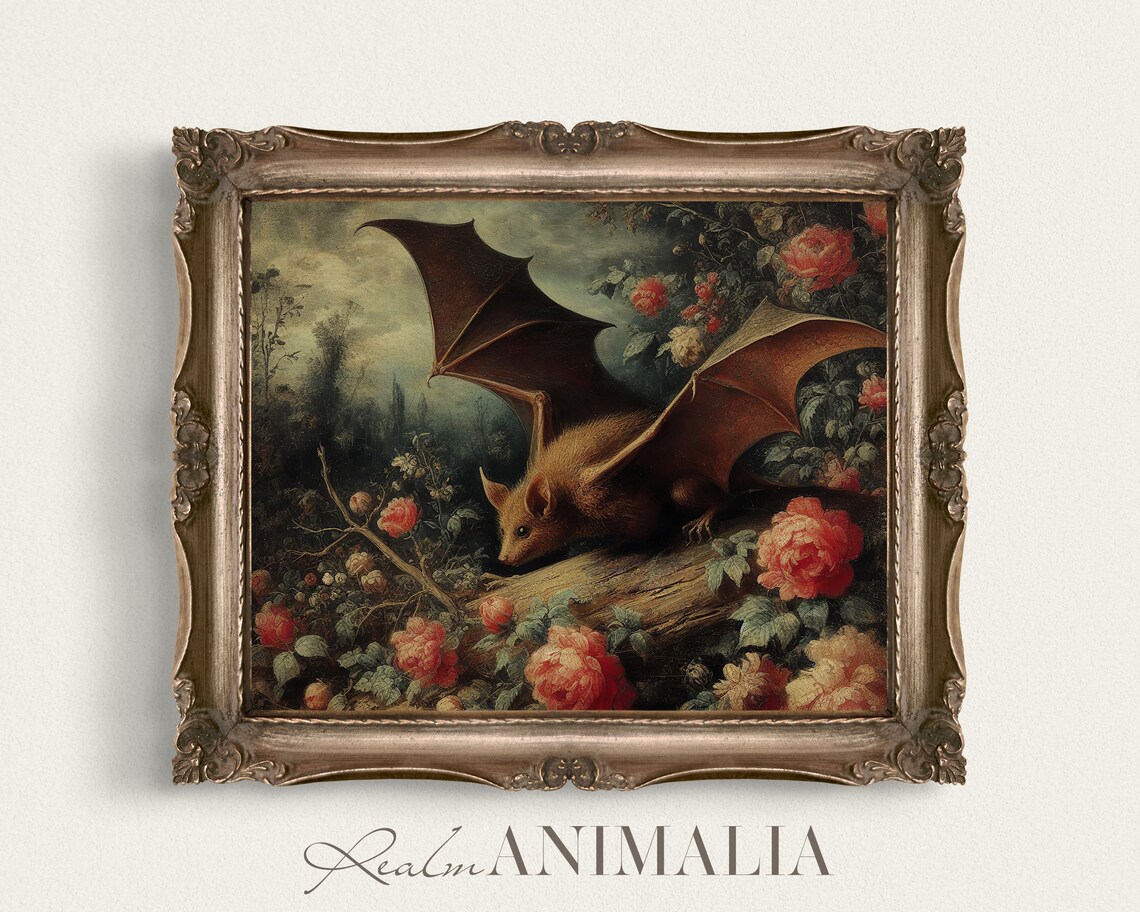 Vintage Bat Print, Antique Victorian Gothic Art