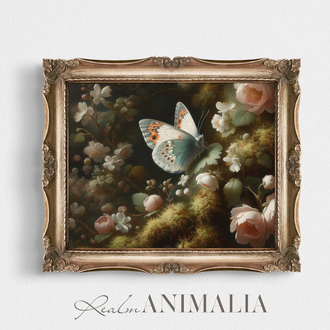 Floral Butterfly Vintage Painting Art Print - Image 4
