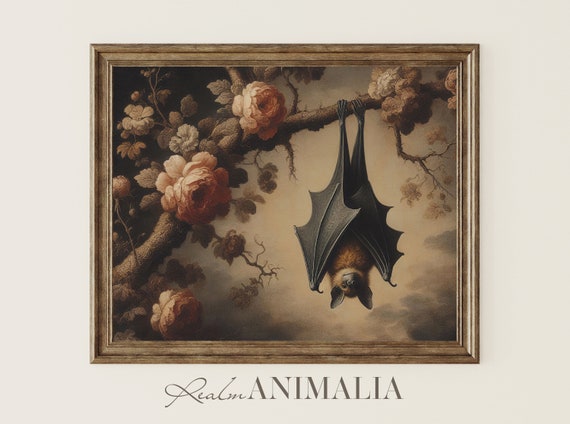 Hanging Bat Vintage Botanical Animal Art Print