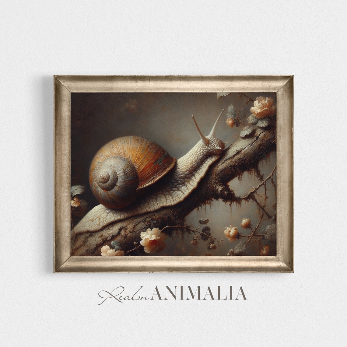 Vintage Snail Art Print, Moody Botanical Cottagecore - Image 4
