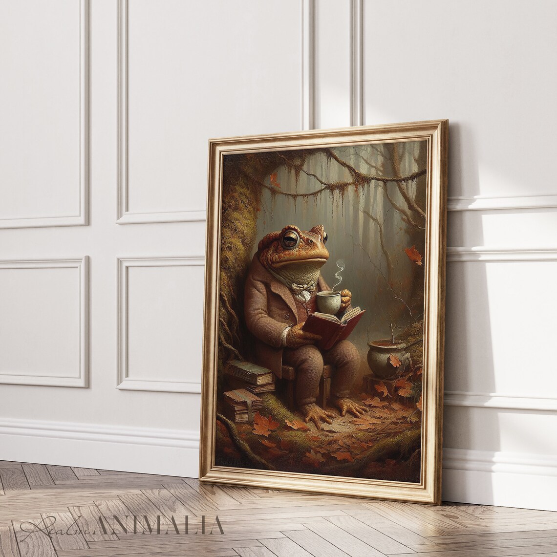 Autumn Toad Vintage Storybook Painting Art Print - Image 3