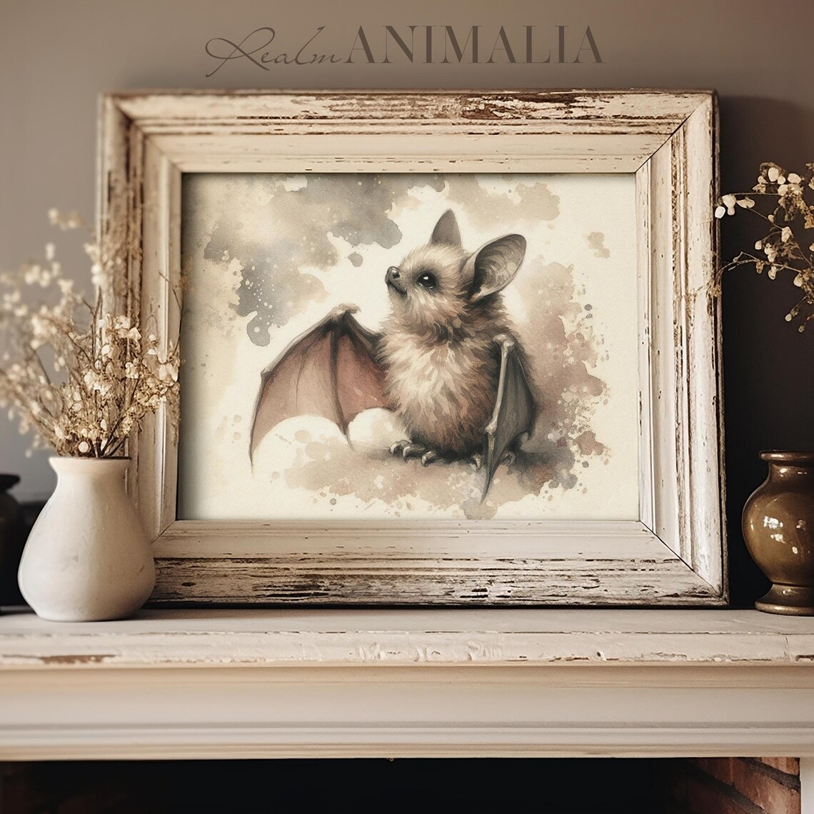 Bat Watercolor Painting Cute Bat Illustration Art Print - Image 3