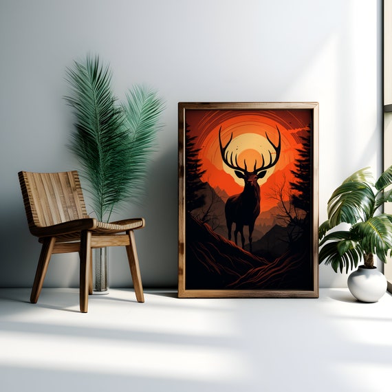 Elegant Minimalist Butterfly Art Wall Poster Print Minimalist Deer Wall Art Print Deer Print Deer Minimalist