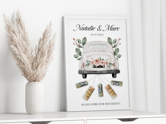 Money Gift With A Car For The Wedding Bride And Groom Gift Wedding Car Gift Pdf Personalized Gift Money Gift