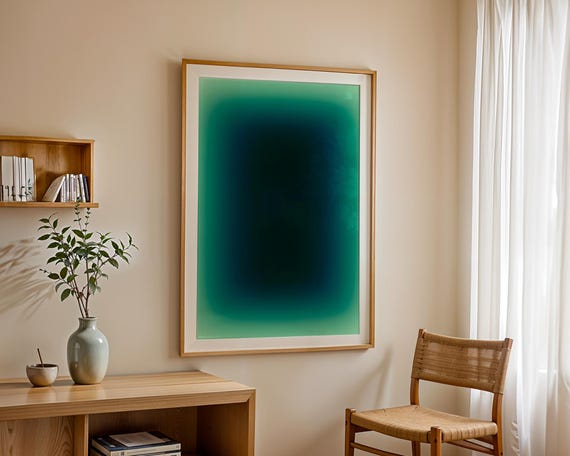 Green Aura Gradient Art Print Deep Emerald Spiritual Poster Abstract Meditation Wall Decor Minimalist Healing Energy Gift Idea