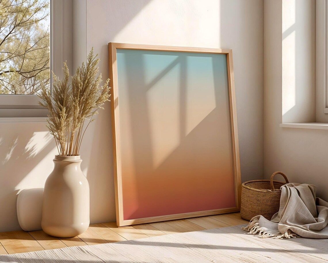 Retro Minimalist Desert Poster, Abstract Sunset Art Print
