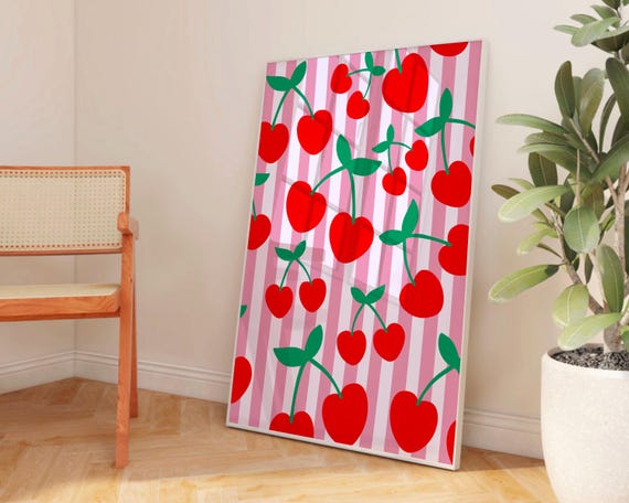 Cherries Print Kitchen Wall Decor Fruit Market Mediterranean Italian Trendy Colour Food Gallery Summer