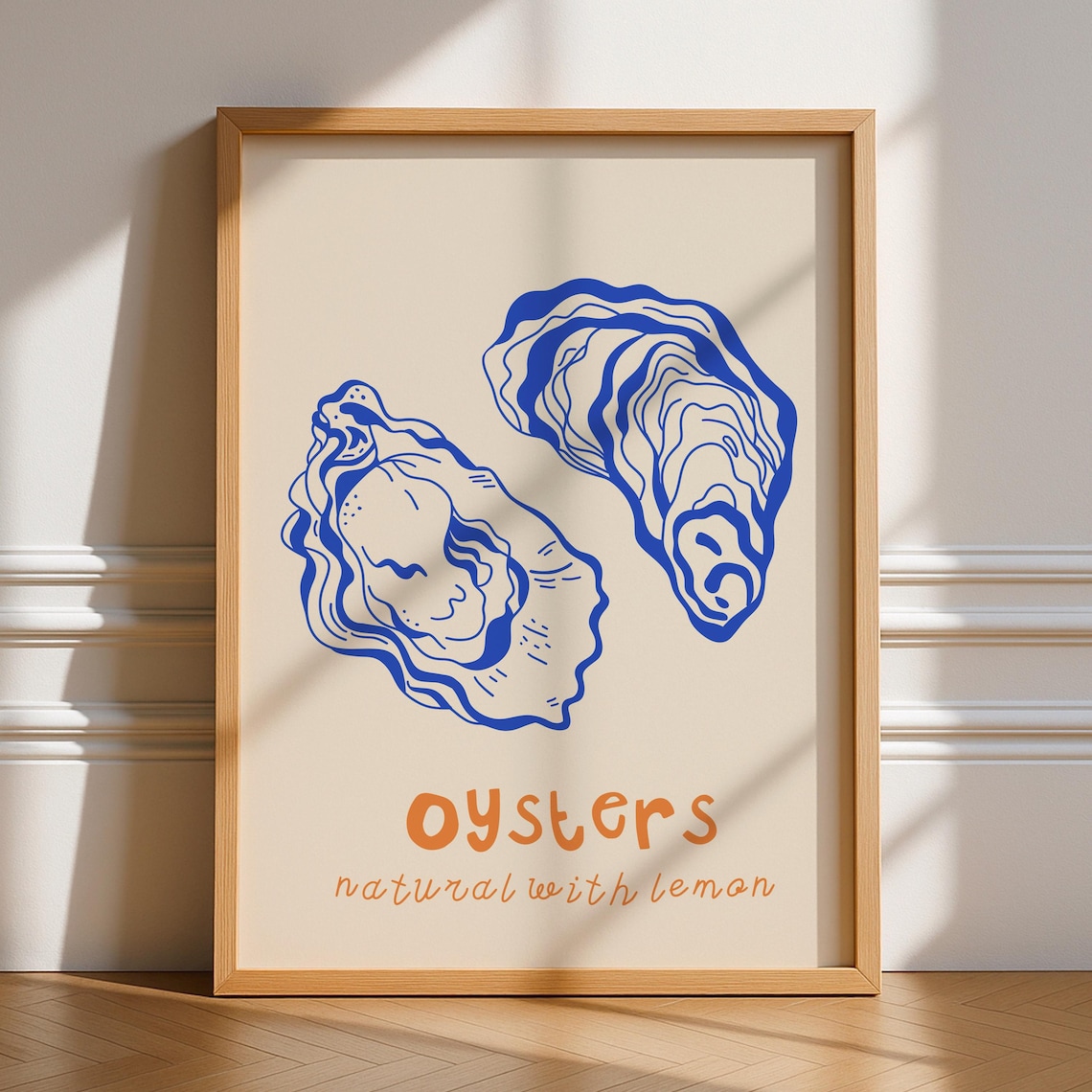 Oyster Print, Retro Kitchen Food and Drinks Art