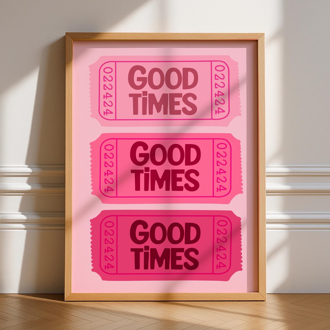 Good Times Ticket Art Print, Retro Typography