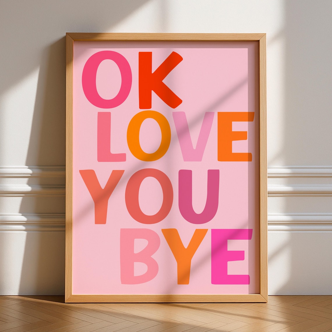 Ok Love You Bye Typography Retro Kitchen Art Print