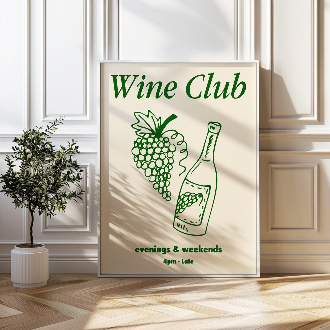 Wine Club Evenings and Weekends Retro Kitchen Drink Decor Poster - Image 3