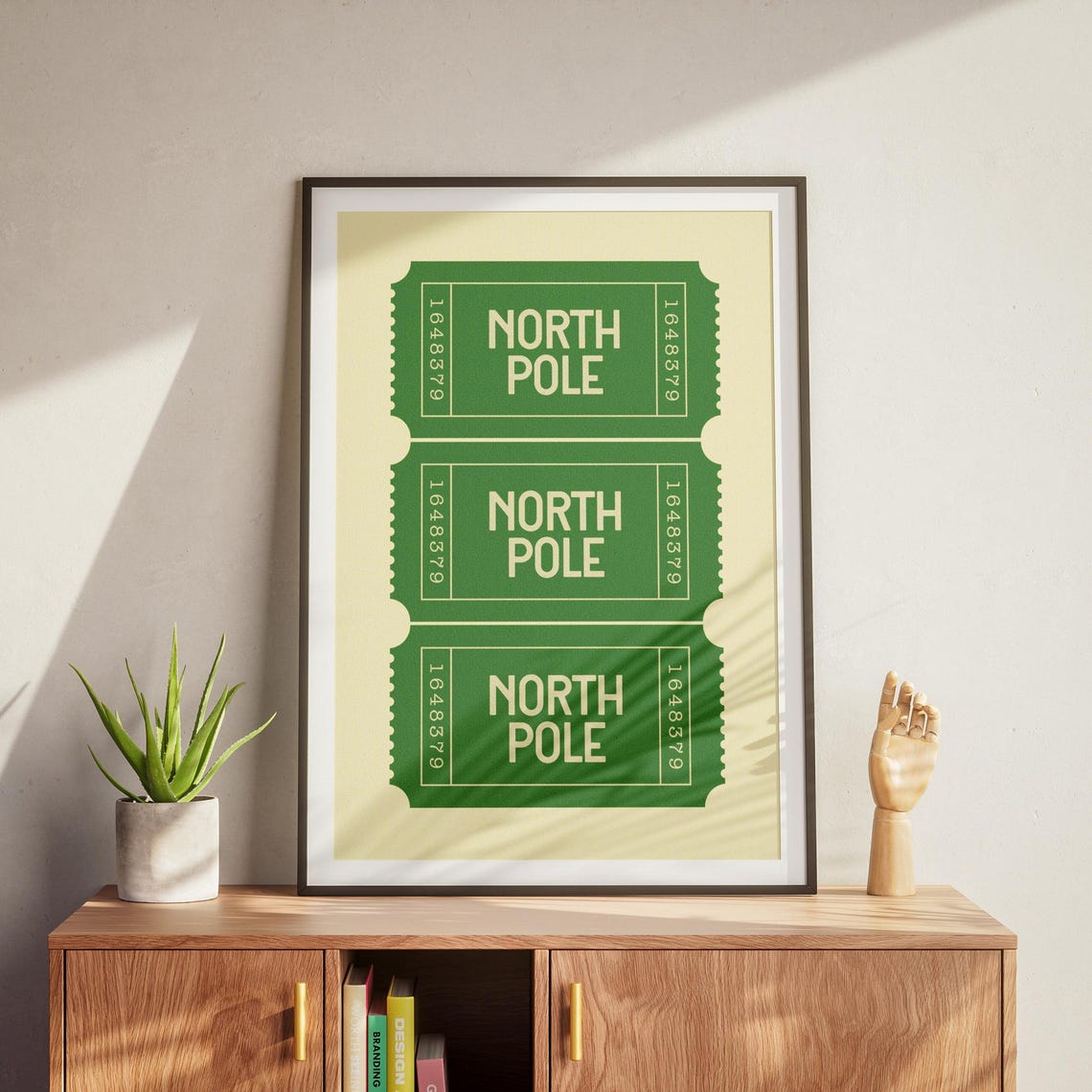 Green North Pole Ticket Retro Christmas Holiday Decor Poster - Image 4