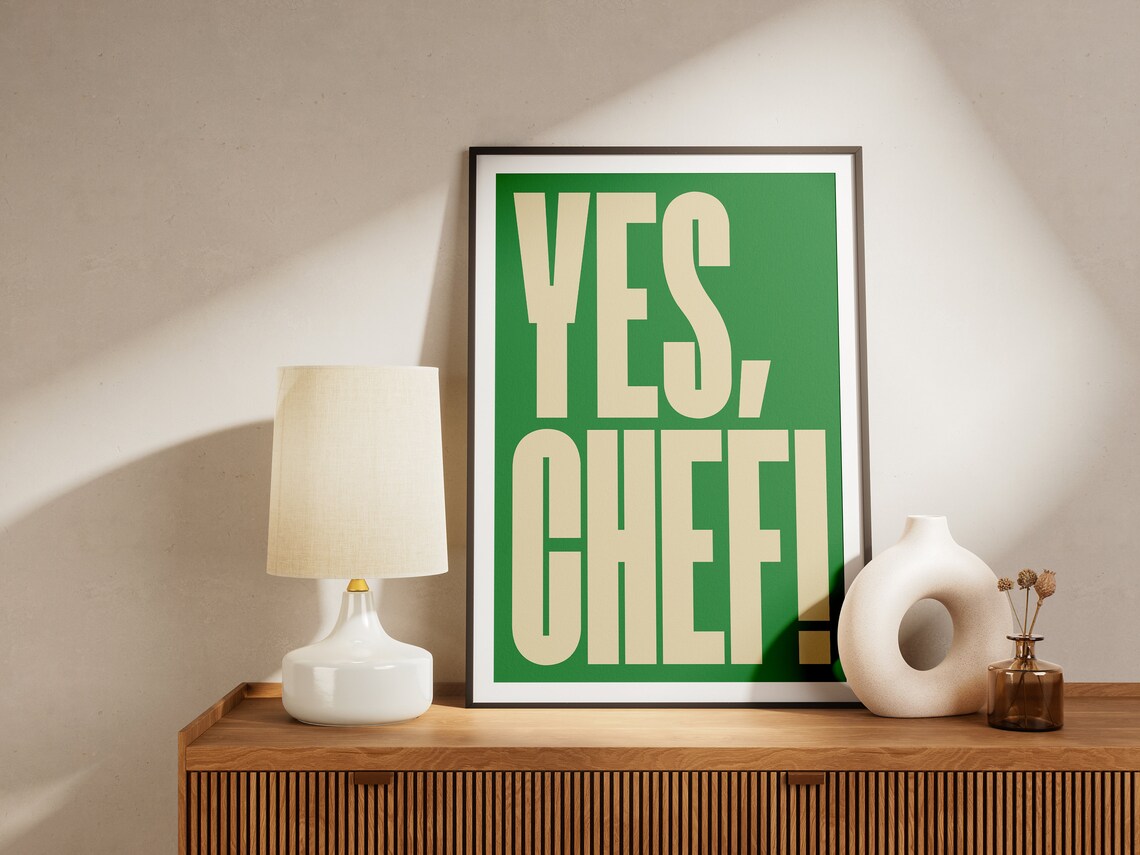 Yes Chef The Bear Kitchen Typography Art Print - Image 2
