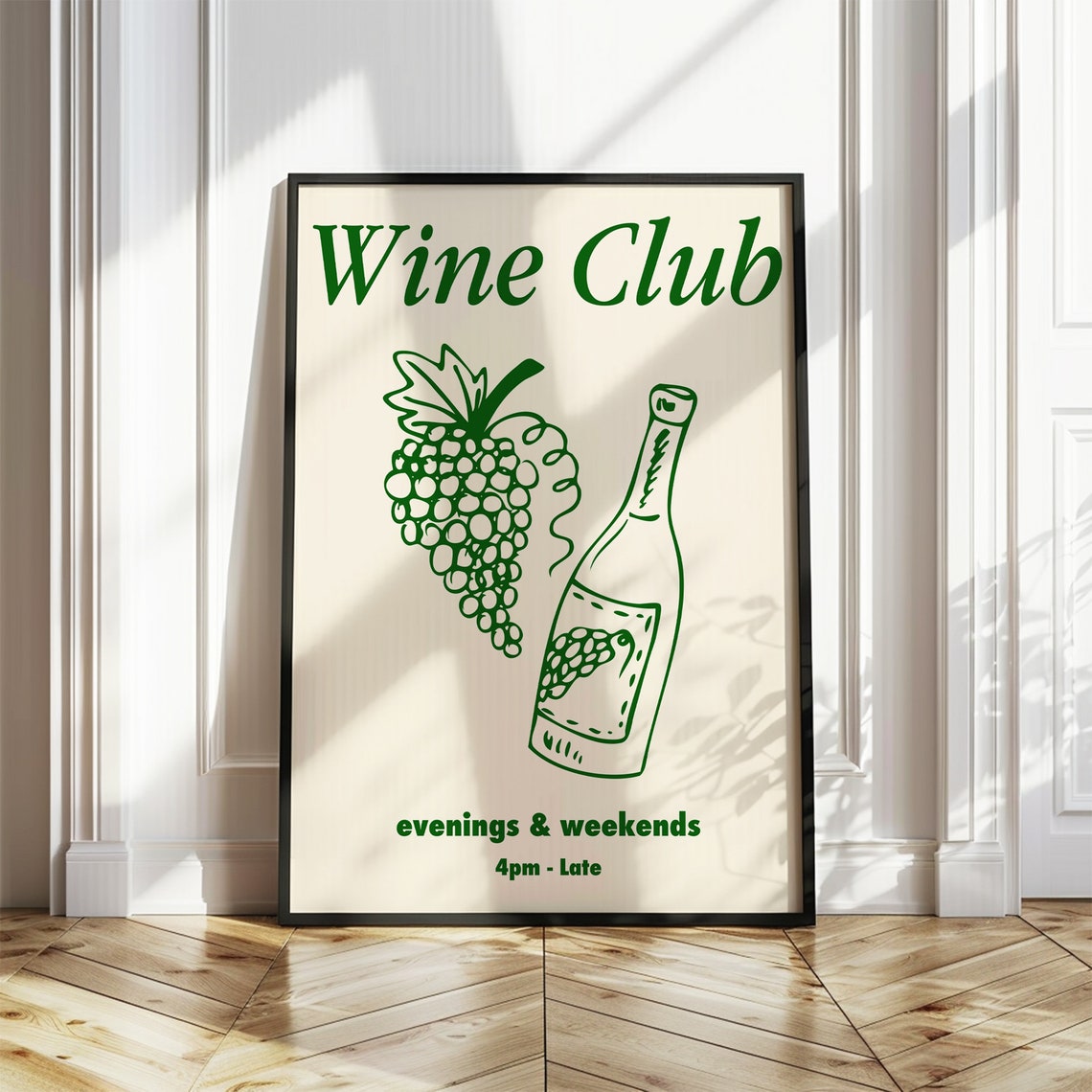 Wine Club Evenings and Weekends Retro Kitchen Drink Decor Poster - Image 4