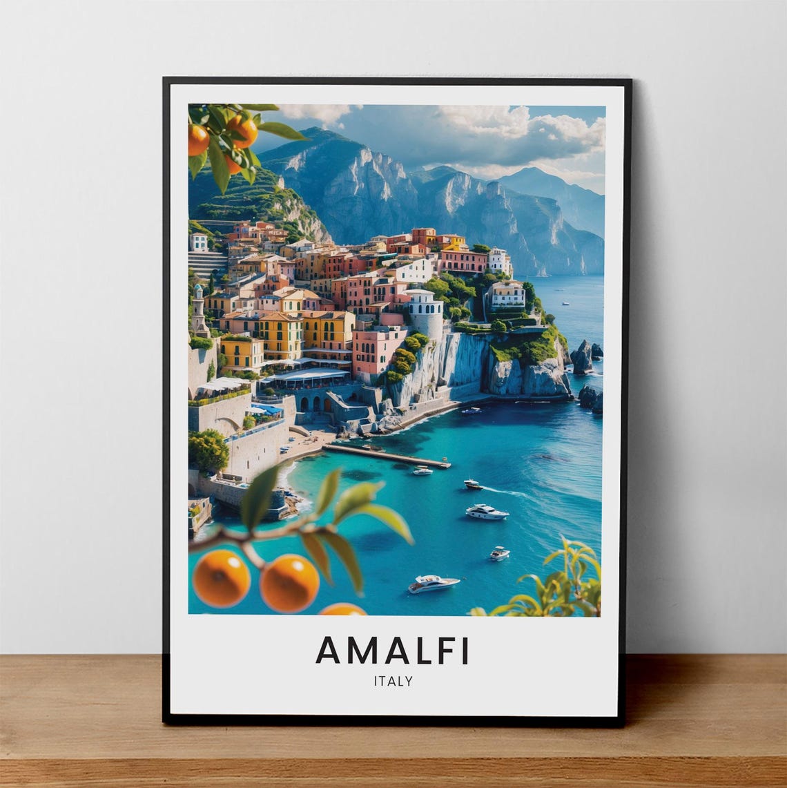 Amalfi Coast Cliffside Village Citrus View Italy Coastal Travel Poster