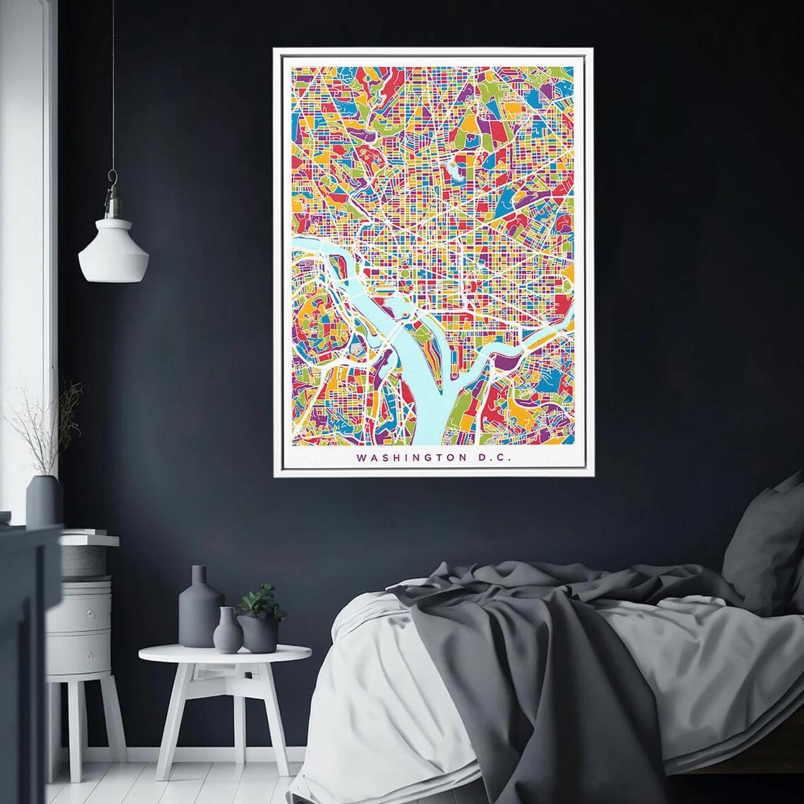Washington DC Colorful Abstract City Street Map Gift Poster Art