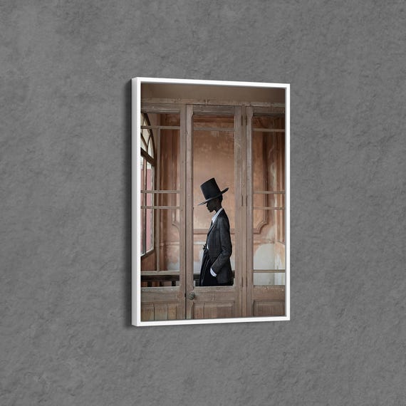 Silhouette Portrait In Wooden Frame Canvas Art Vintage Minimal Fashion Photography Elegant Wall Decoration