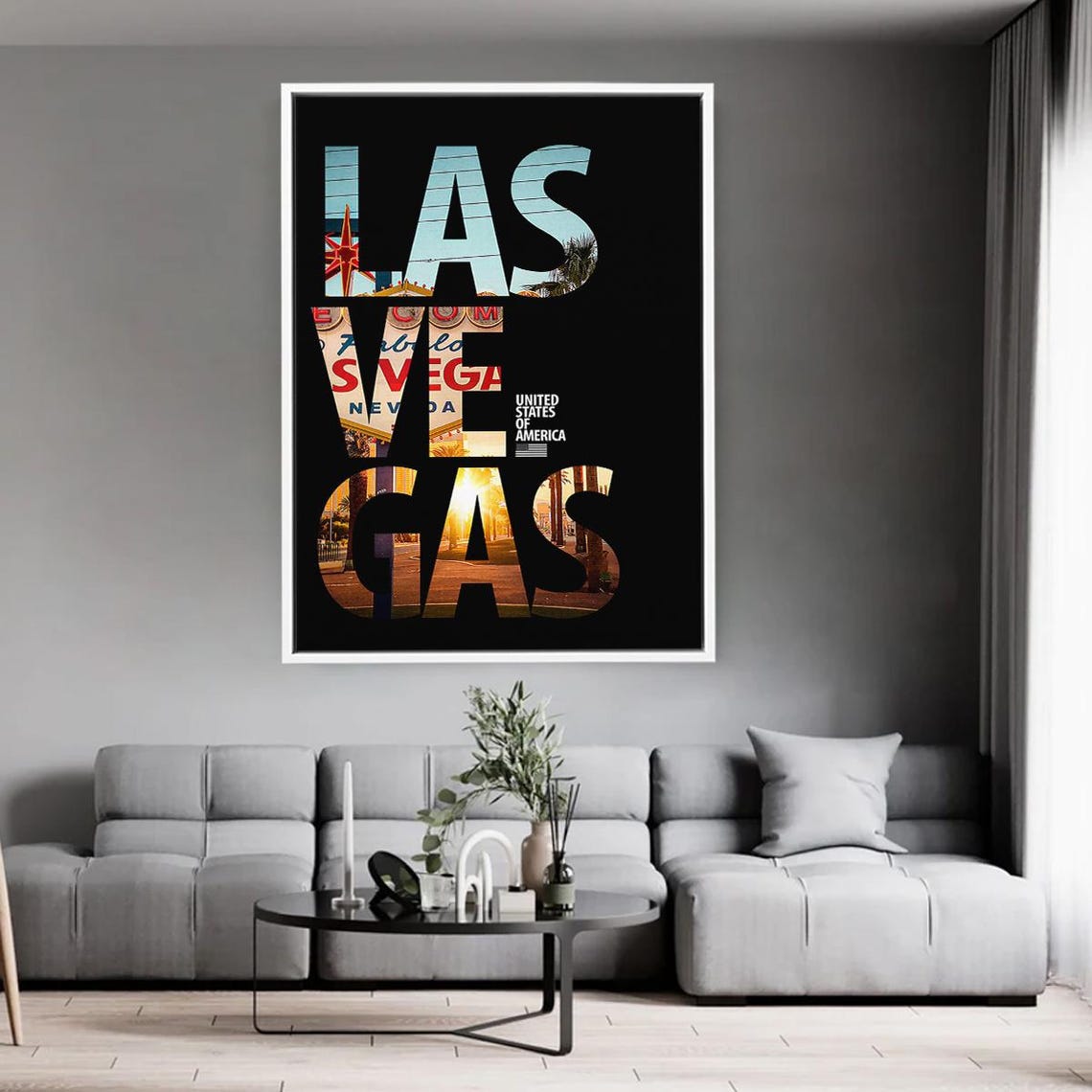 Las Vegas Typography Photo Letter Collage Nevada City Poster