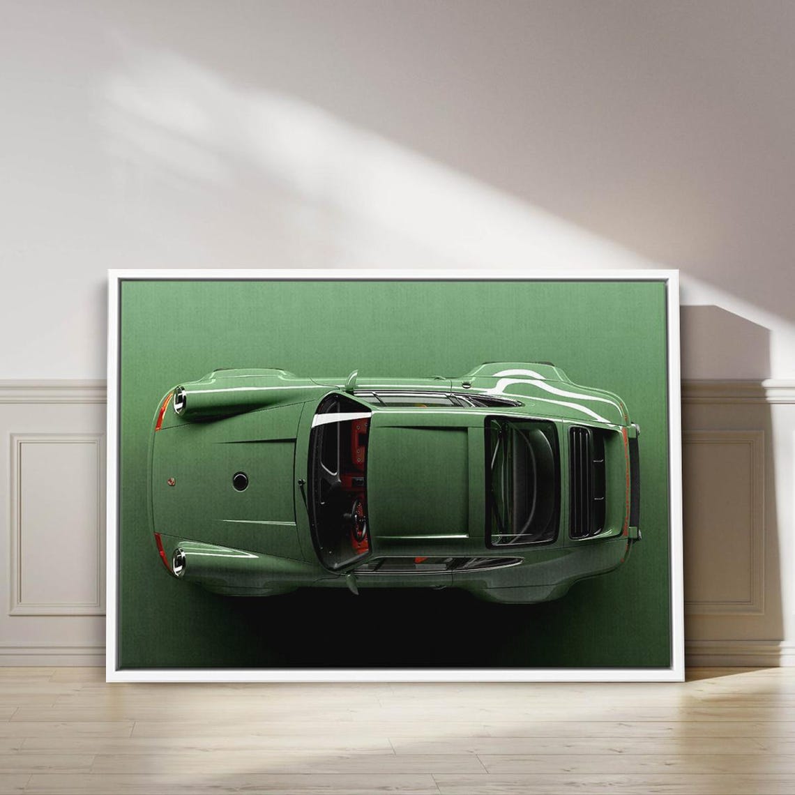 Classic Green Porsche 911 Sports Car Vintage Retro Style Poster